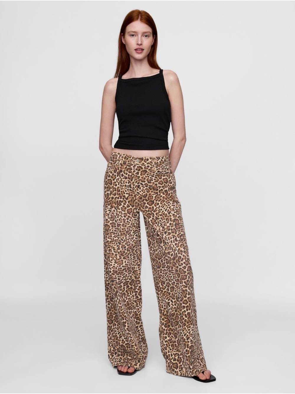 NWT Mid Rise Wide Leg Leopard Print Pants